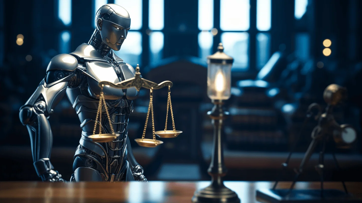 How to Claim Your Copyrights as an AI Artist Right Now in 2024 ai robot with scales of justice